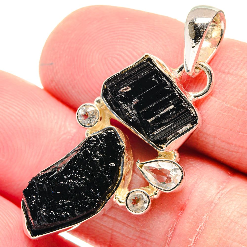 Black Tourmaline Pendants handcrafted by Anasilvercos - PD18775