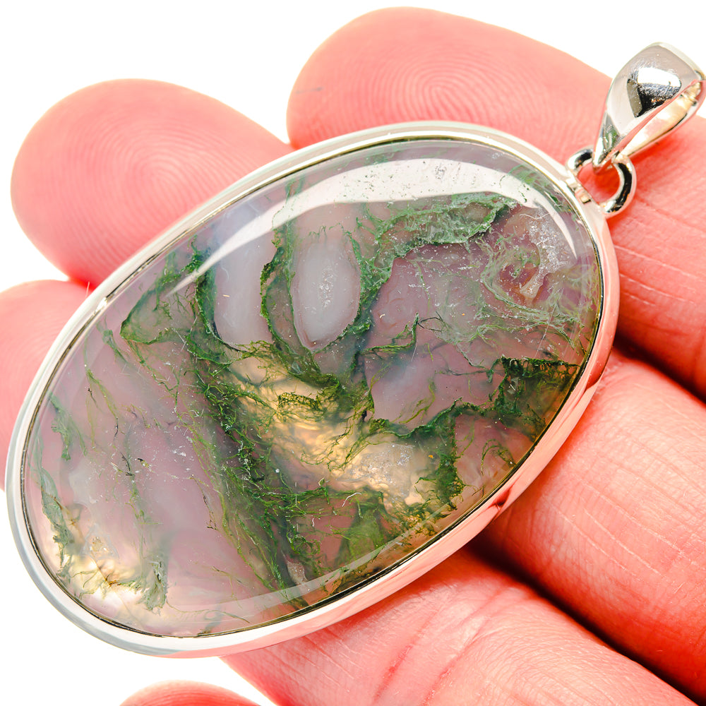 Green Moss Agate Pendants handcrafted by Anasilvercos - PD18780