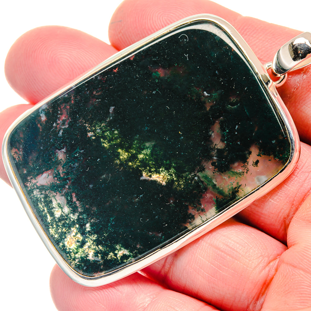 Green Moss Agate Pendants handcrafted by Anasilvercos - PD18782