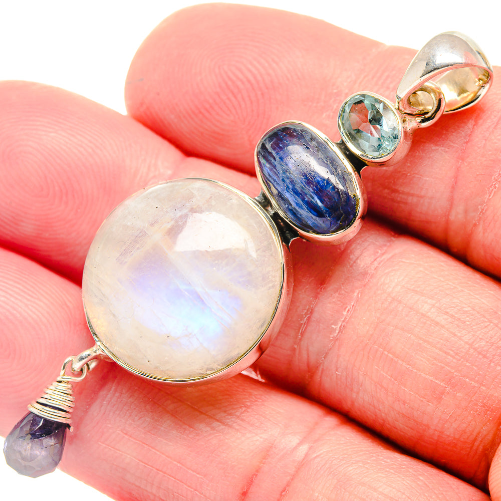 Rainbow Moonstone Pendants handcrafted by Anasilvercos - PD18791