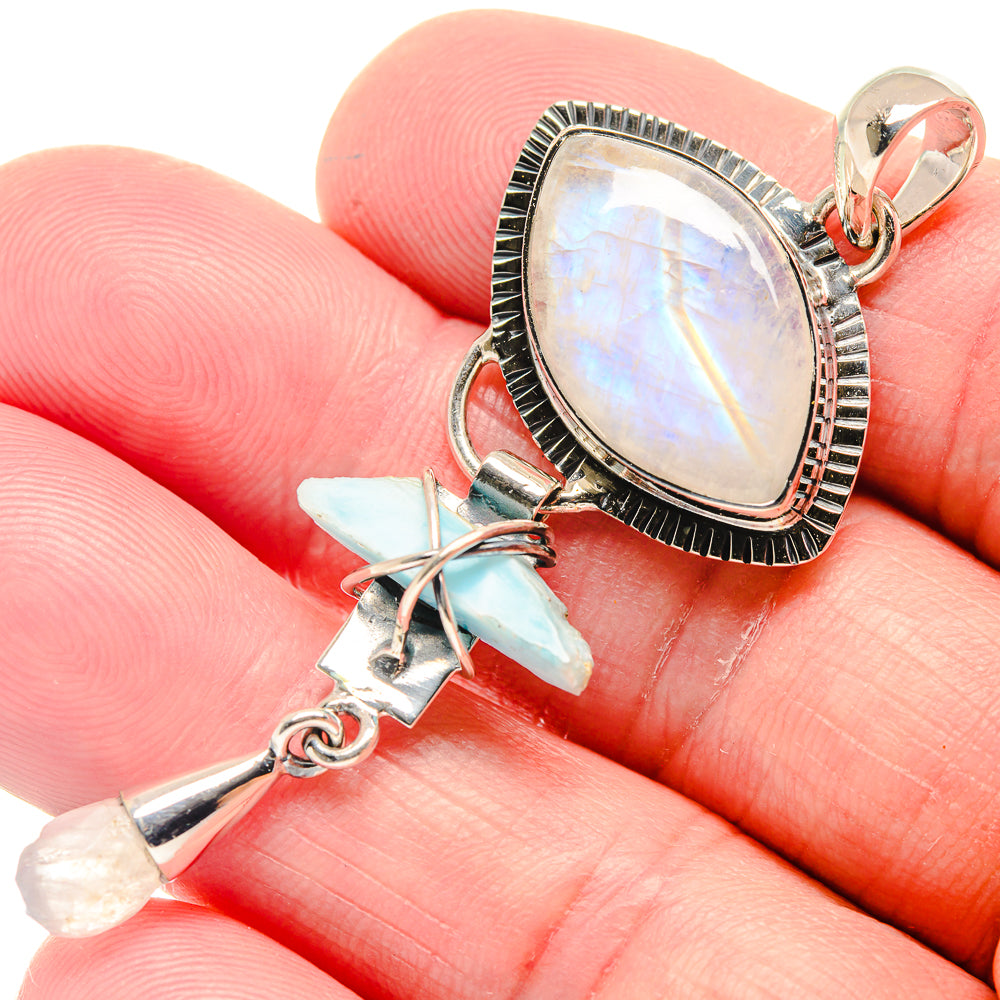 Rainbow Moonstone Pendants handcrafted by Anasilvercos - PD18796