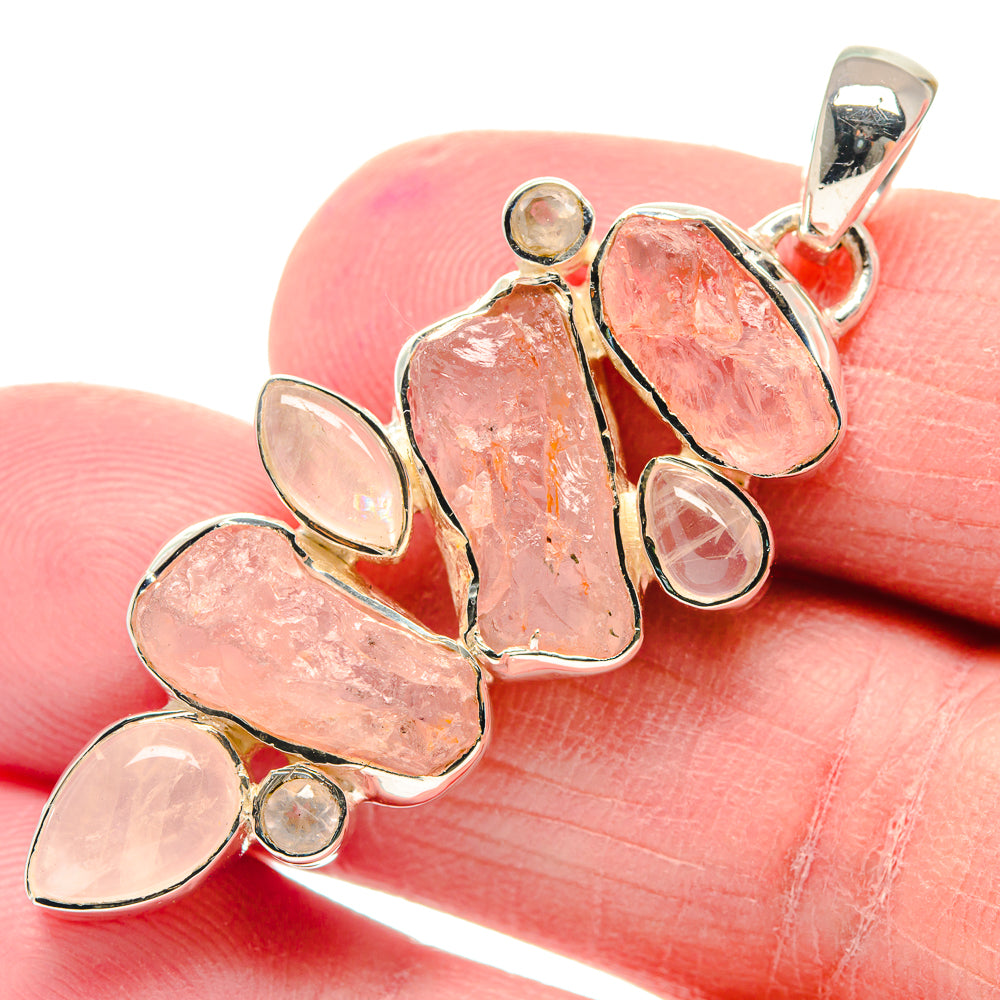 Rose Quartz Pendants handcrafted by Anasilvercos - PD18825