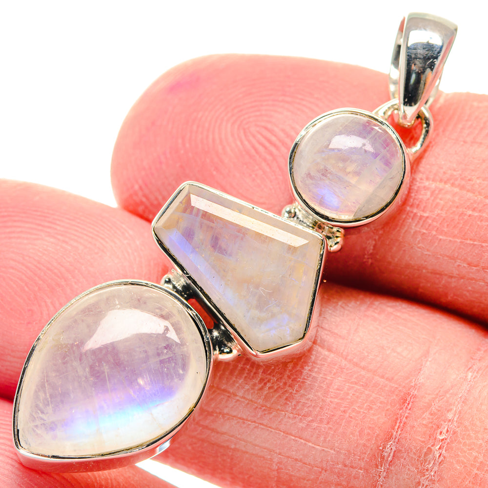 Rainbow Moonstone Pendants handcrafted by Anasilvercos - PD18850