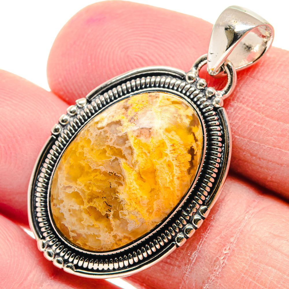 Plume Agate Pendants handcrafted by Anasilvercos - PD18885