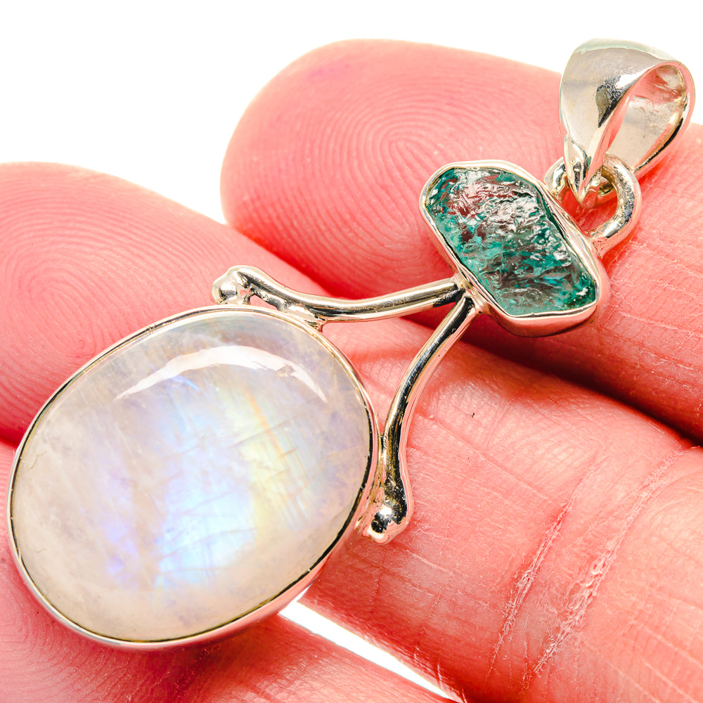 Rainbow Moonstone Pendants handcrafted by Anasilvercos - PD18911