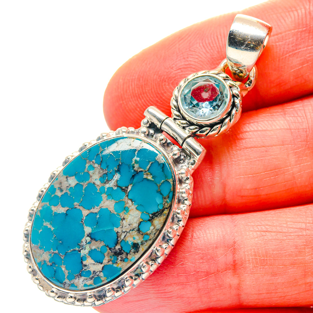 Blue Copper Composite Turquoise Pendants handcrafted by Anasilvercos - PD18951