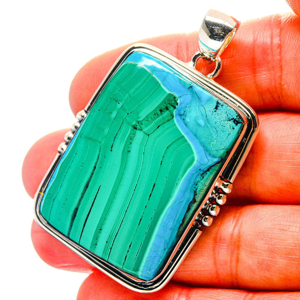 Malachite In Chrysocolla Pendants handcrafted by Anasilvercos - PD19012