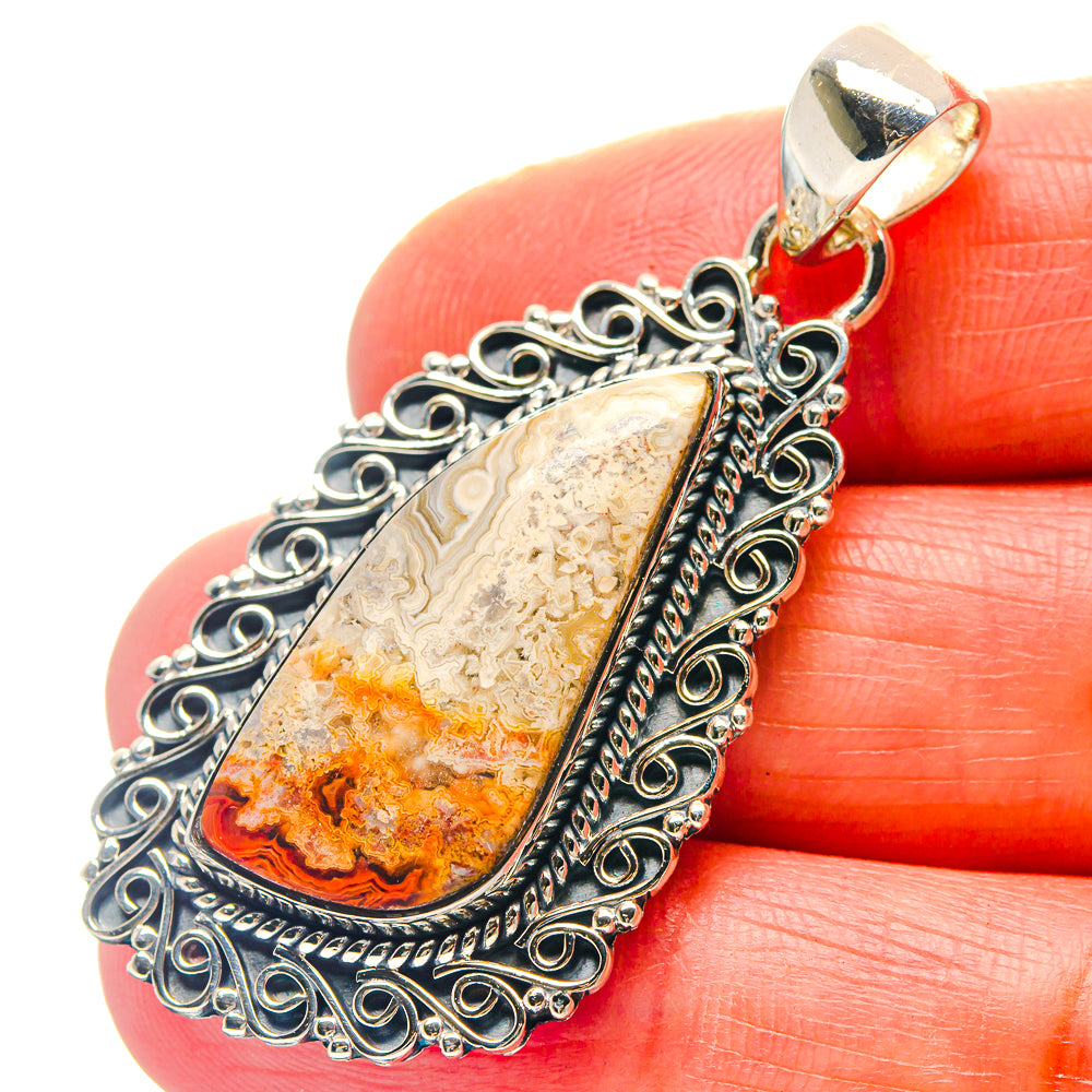Crazy Lace Agate Pendants handcrafted by Anasilvercos - PD19044