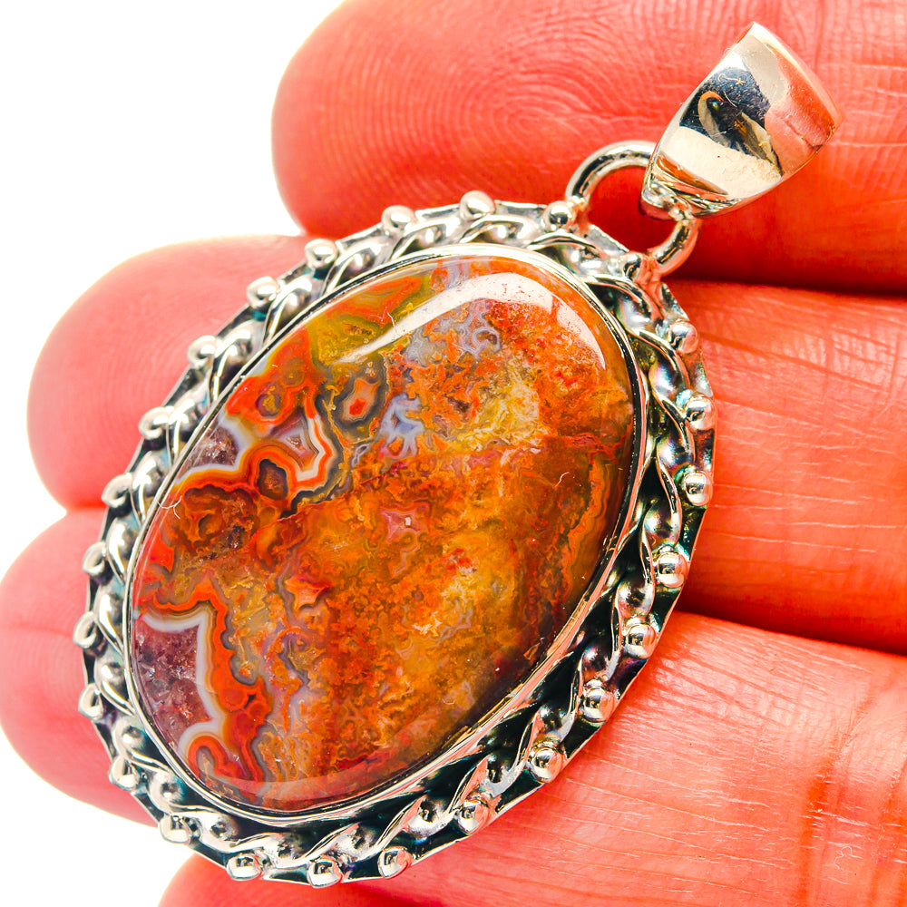 Crazy Lace Agate Pendants handcrafted by Anasilvercos - PD19046