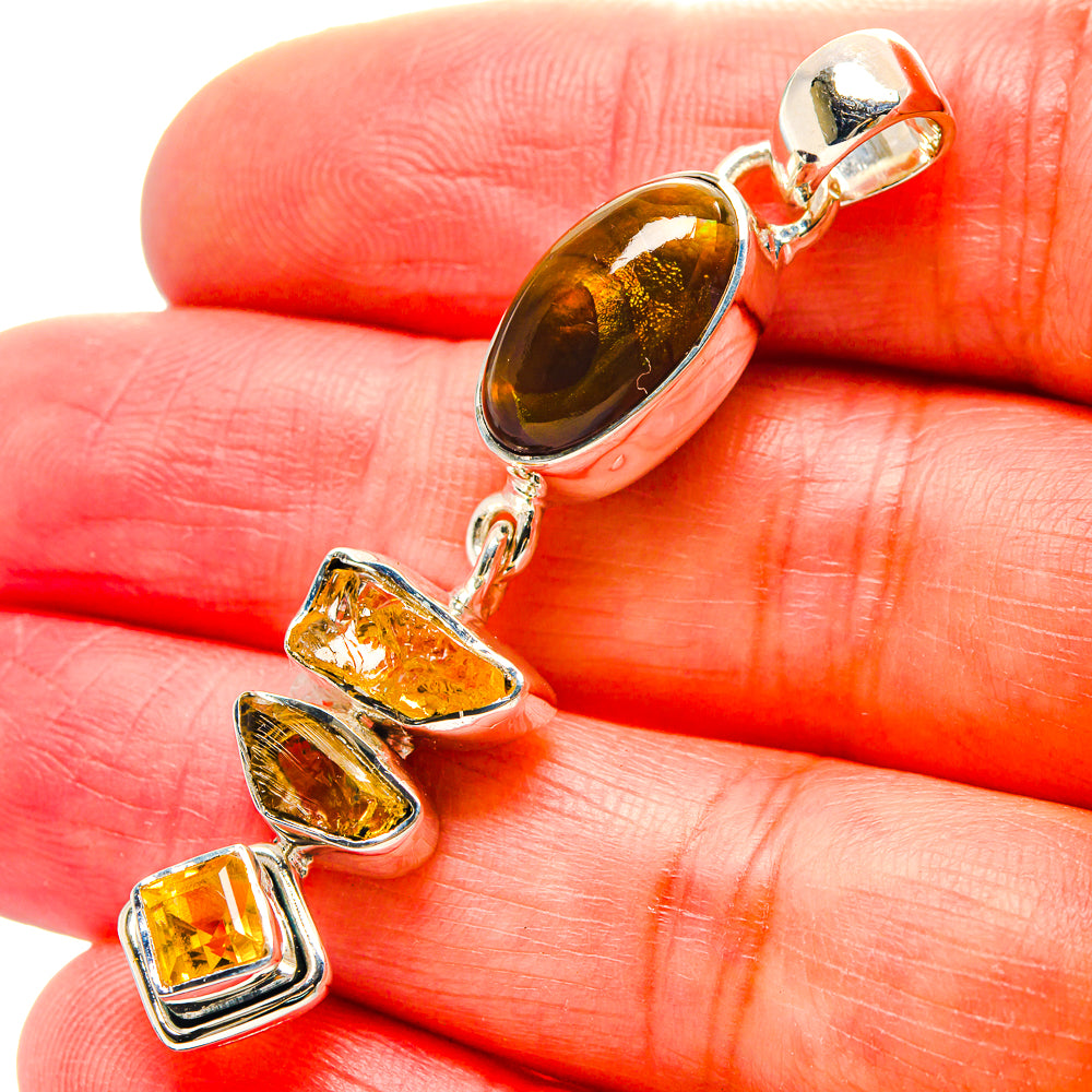 Mexican Fire Opal Pendants handcrafted by Anasilvercos - PD19058