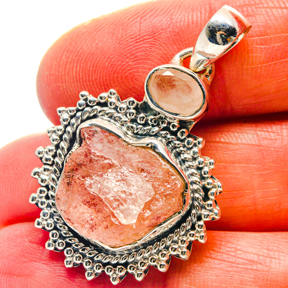Rose Quartz Pendants handcrafted by Anasilvercos - PD19067