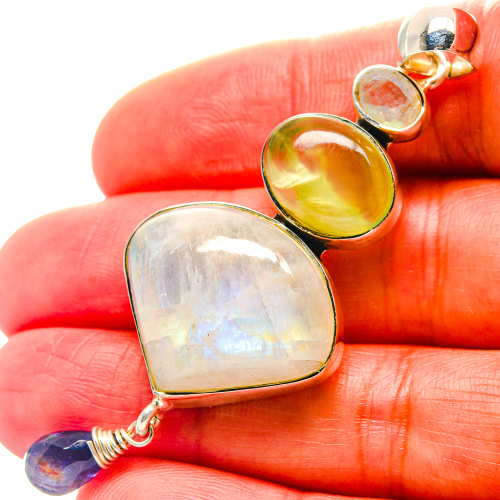 Rainbow Moonstone Pendants handcrafted by Anasilvercos - PD19090
