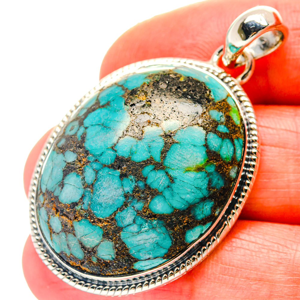 Tibetan Turquoise Pendants handcrafted by Anasilvercos - PD19104