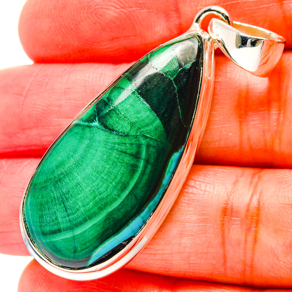 Malachite In Chrysocolla Pendants handcrafted by Anasilvercos - PD19116