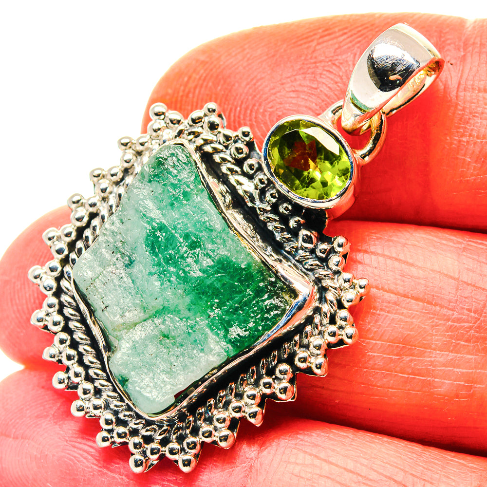 Green Tourmaline Pendants handcrafted by Anasilvercos - PD19156