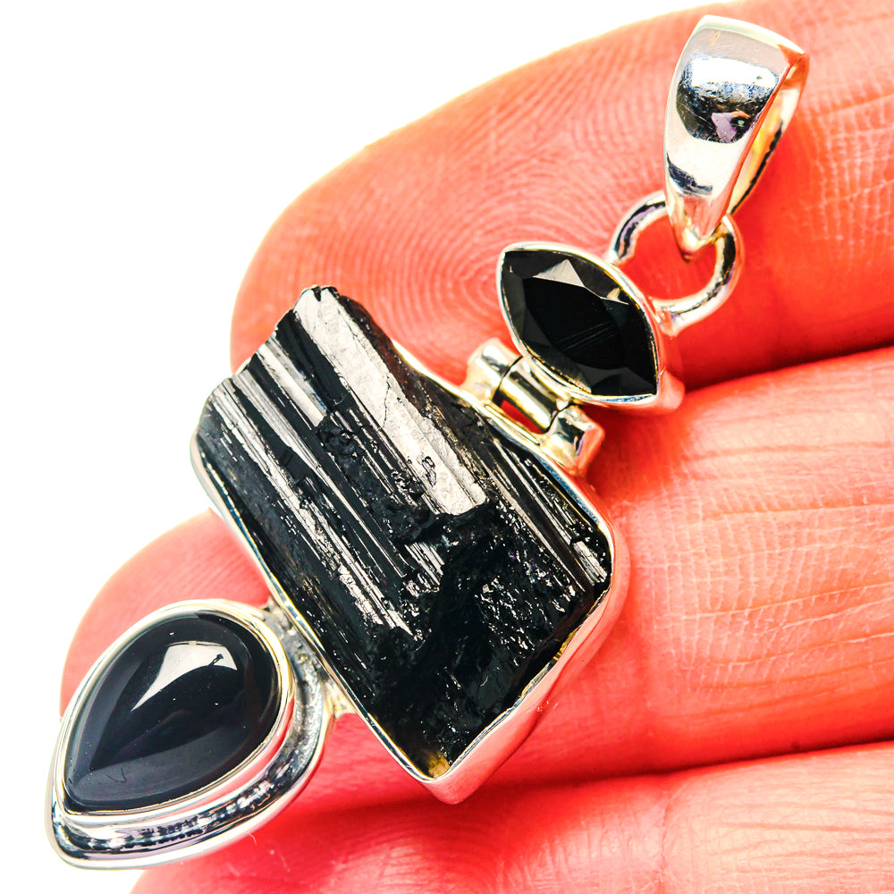 Black Tourmaline Pendants handcrafted by Anasilvercos - PD19225