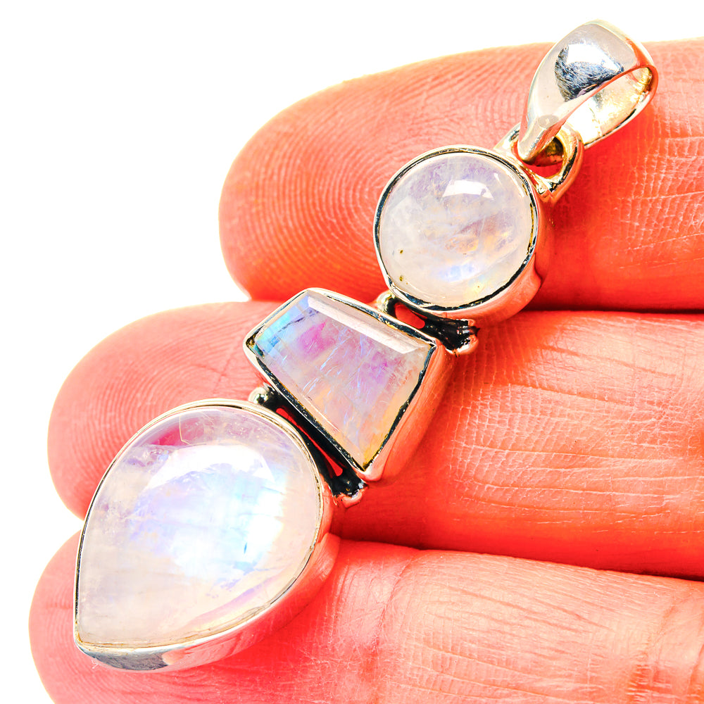 Rainbow Moonstone Pendants handcrafted by Anasilvercos - PD19234