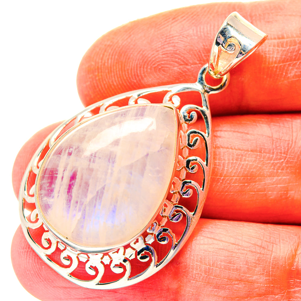 Rainbow Moonstone Pendants handcrafted by Anasilvercos - PD19235