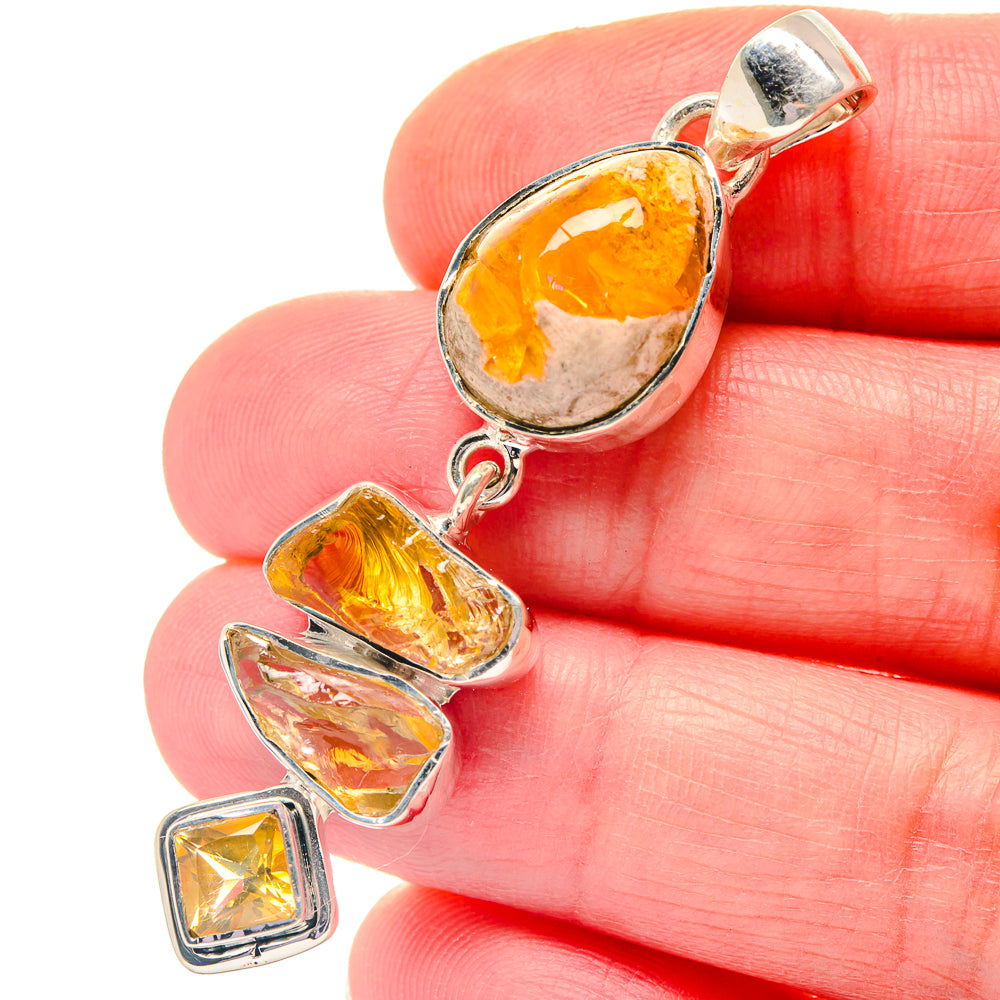 Mexican Fire Opal Pendants handcrafted by Anasilvercos - PD19239