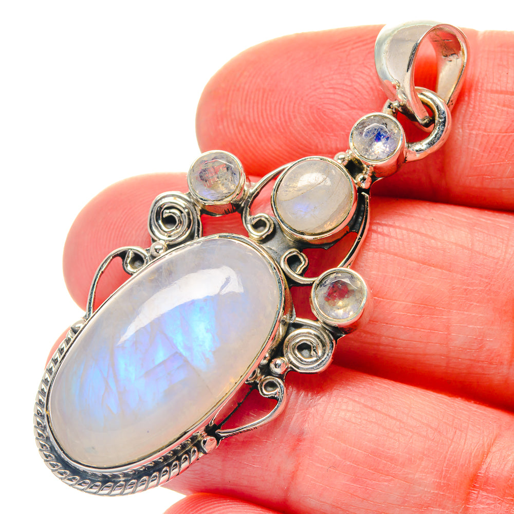 Rainbow Moonstone Pendants handcrafted by Anasilvercos - PD19324