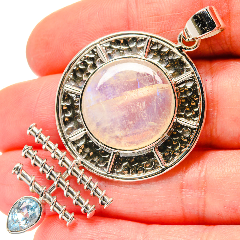 Rainbow Moonstone Pendants handcrafted by Anasilvercos - PD19665