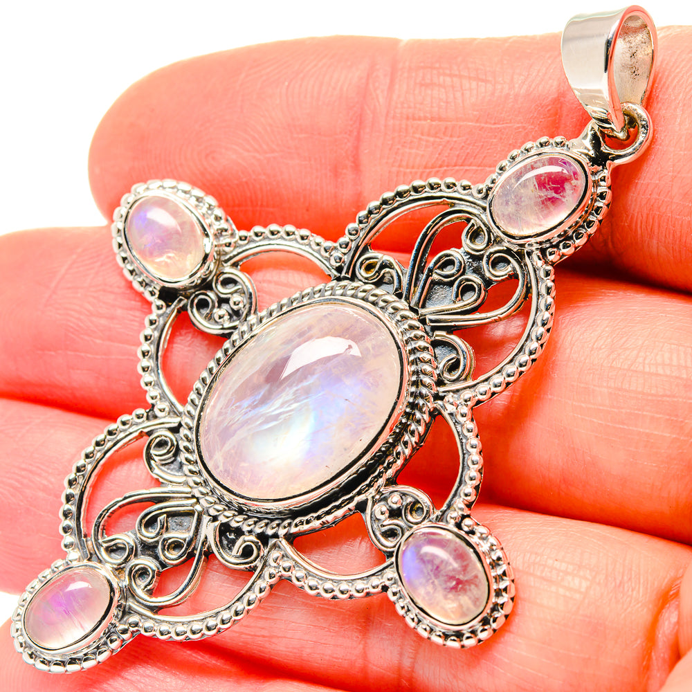 Rainbow Moonstone Pendants handcrafted by Anasilvercos - PD19666