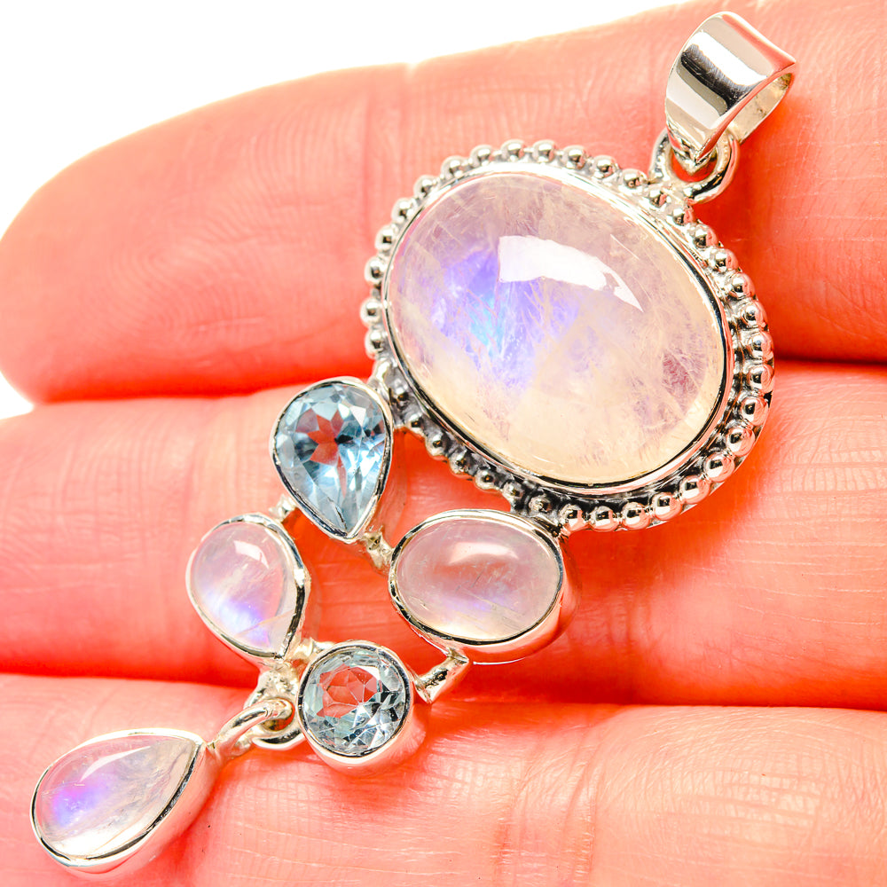 Rainbow Moonstone Pendants handcrafted by Anasilvercos - PD19667
