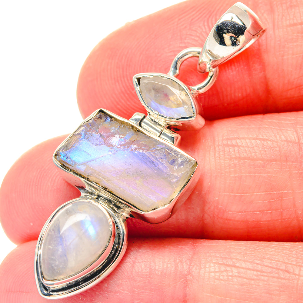Rainbow Moonstone Pendants handcrafted by Anasilvercos - PD19698