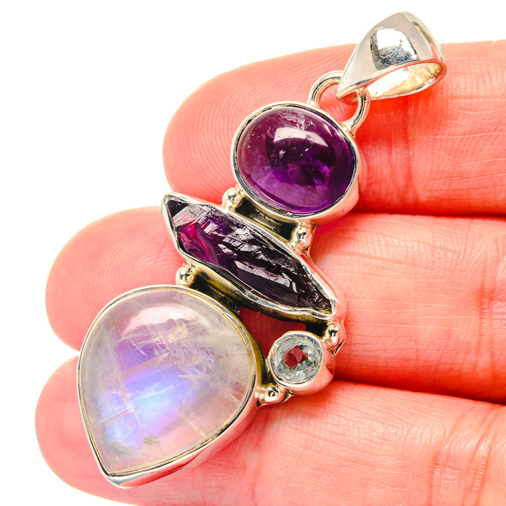 Rainbow Moonstone Pendants handcrafted by Anasilvercos - PD19726