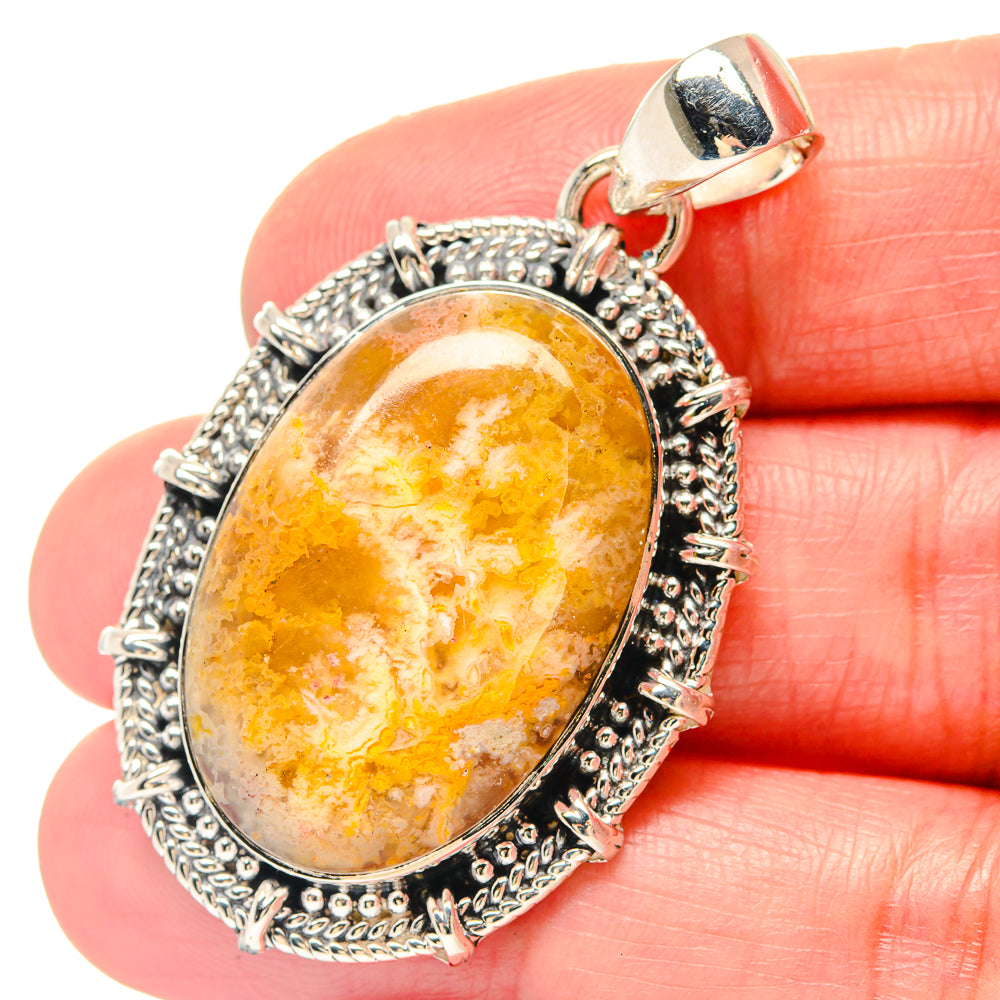 Plume Agate Pendants handcrafted by Anasilvercos - PD19756