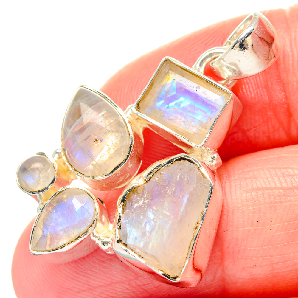 Rainbow Moonstone Pendants handcrafted by Anasilvercos - PD19771