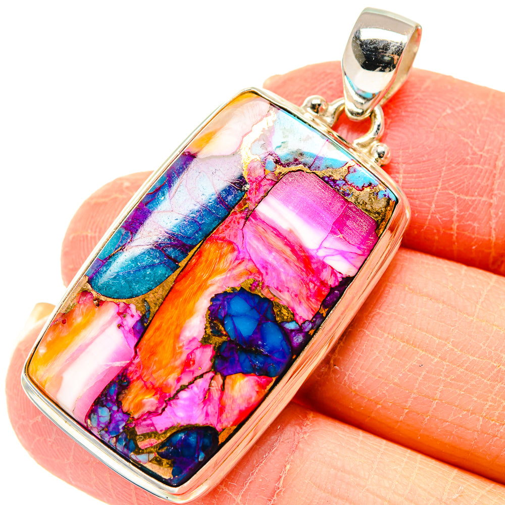 Purple Pink Copper Composite Turquoise Pendants handcrafted by Anasilvercos - PD19839