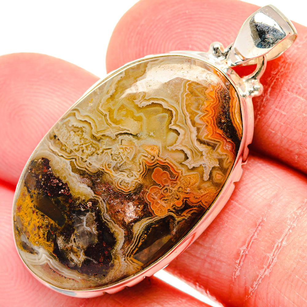 Plume Agate Pendants handcrafted by Anasilvercos - PD19857