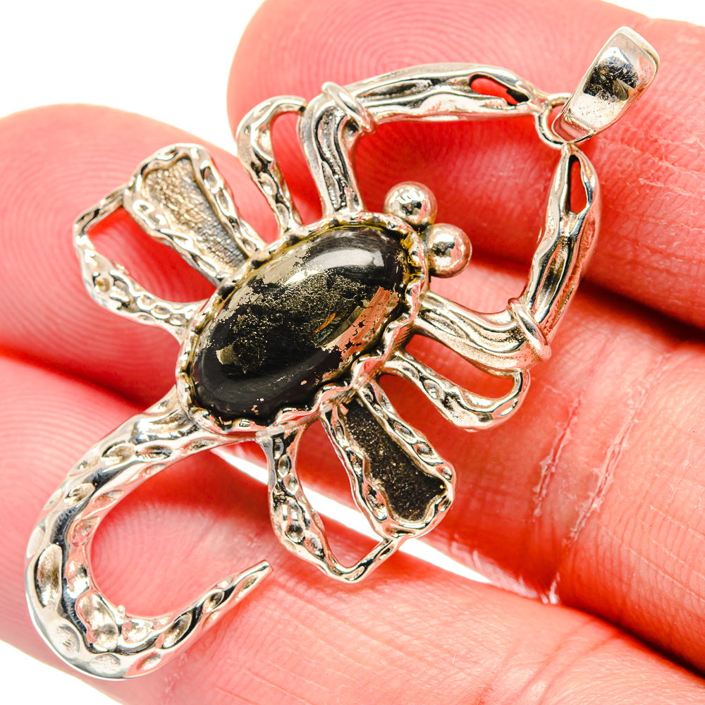 Pyrite In Black Onyx Pendants handcrafted by Anasilvercos - PD19883