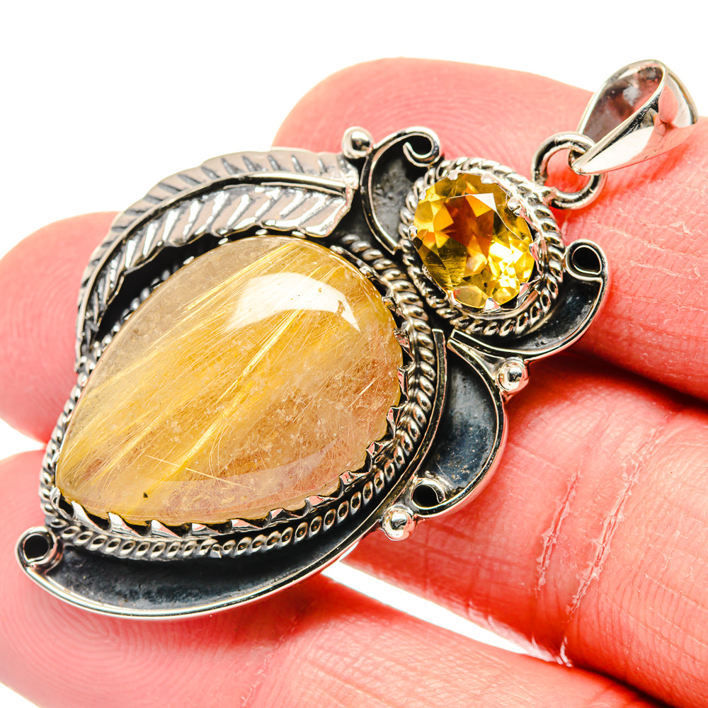 Rutilated Quartz Pendants handcrafted by Anasilvercos - PD19901