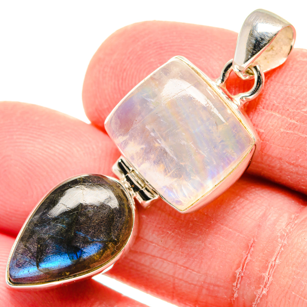 Rainbow Moonstone Pendants handcrafted by Anasilvercos - PD19906