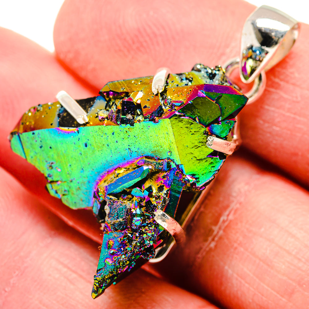 Titanium Sunshine Druzy Pendants handcrafted by Anasilvercos - PD19947