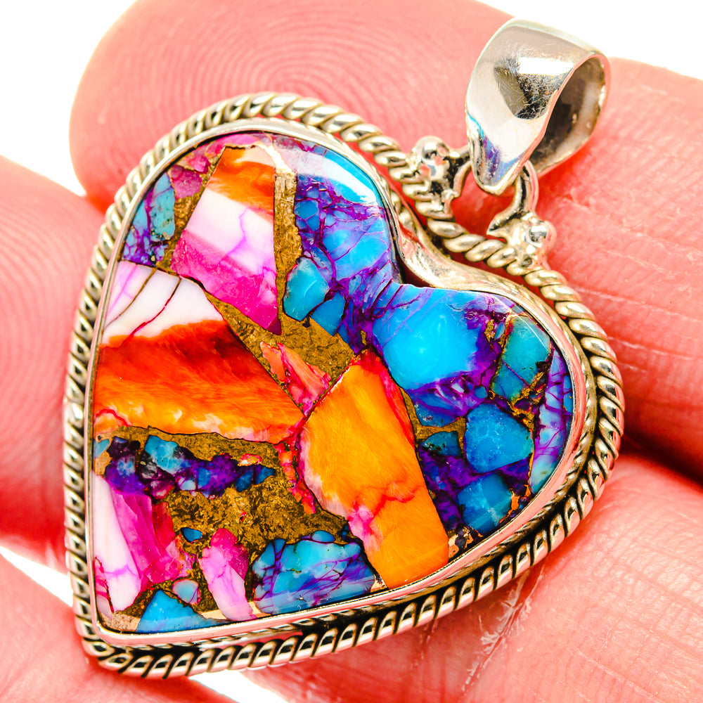 Kingman Pink Dahlia Turquoise Pendants handcrafted by Anasilvercos - PD20003