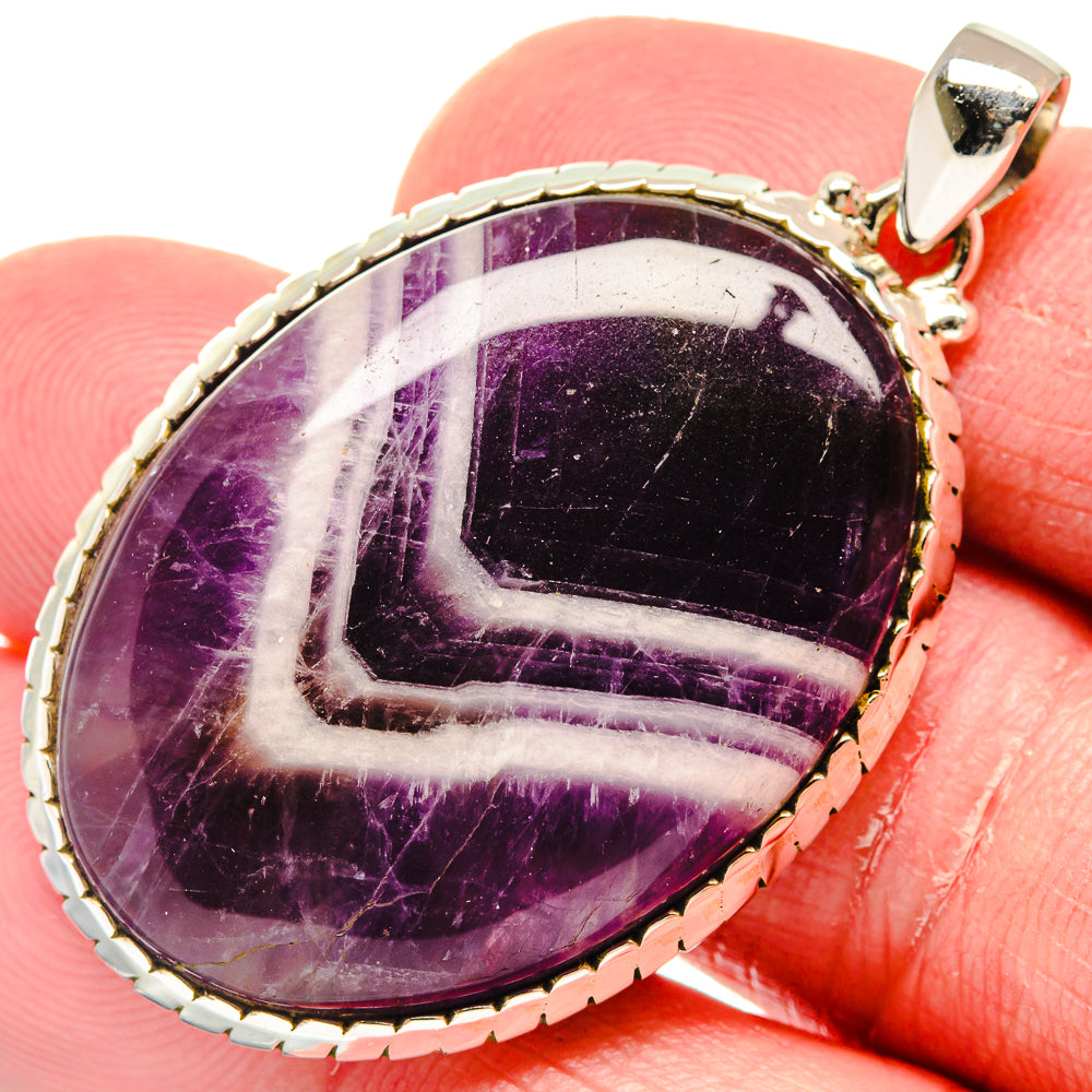 Chevron Amethyst Pendants handcrafted by Anasilvercos - PD20008