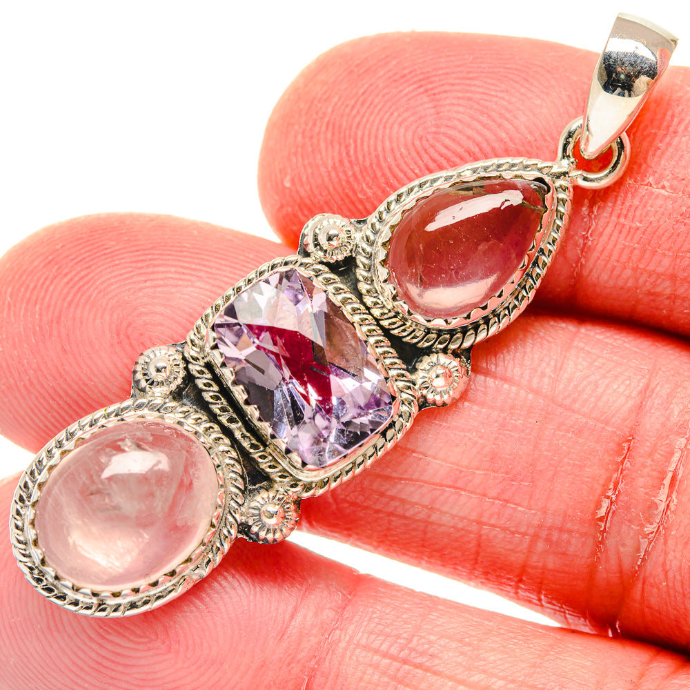 Rose Quartz Pendants handcrafted by Anasilvercos - PD20027