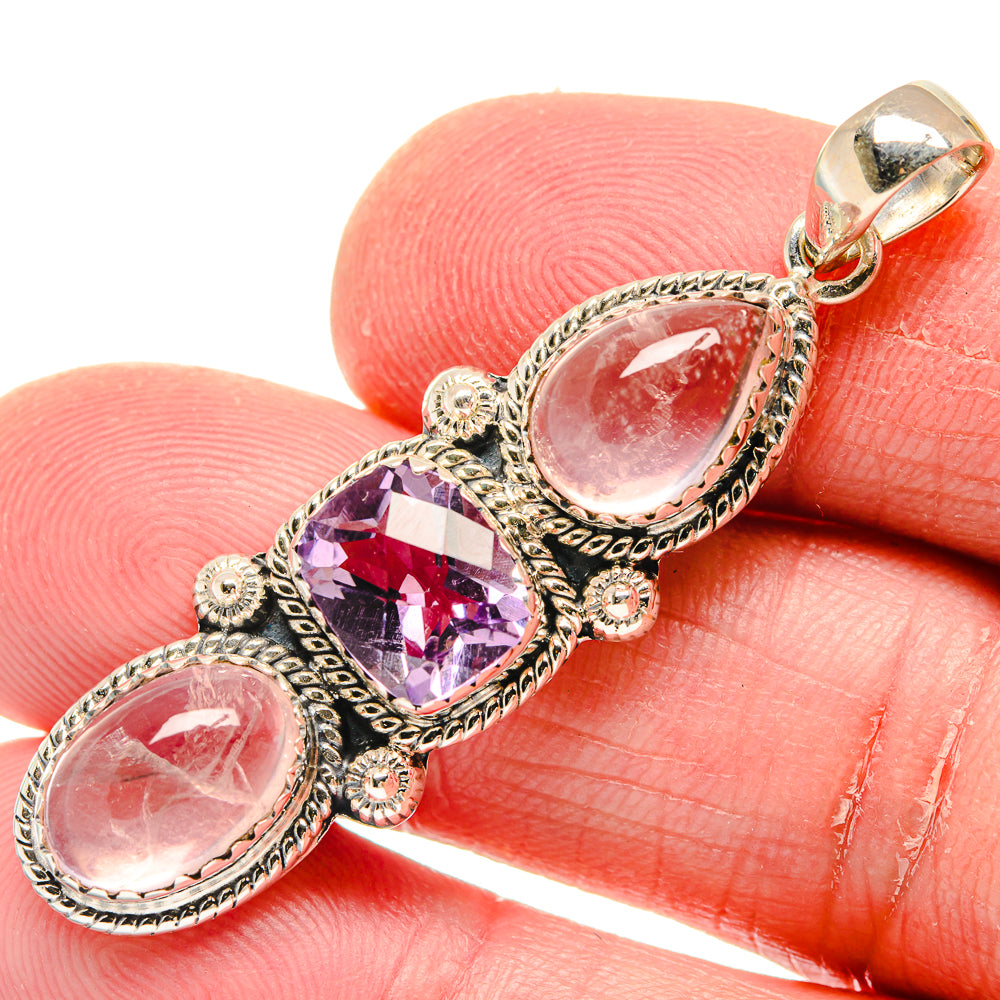 Rose Quartz Pendants handcrafted by Anasilvercos - PD20030