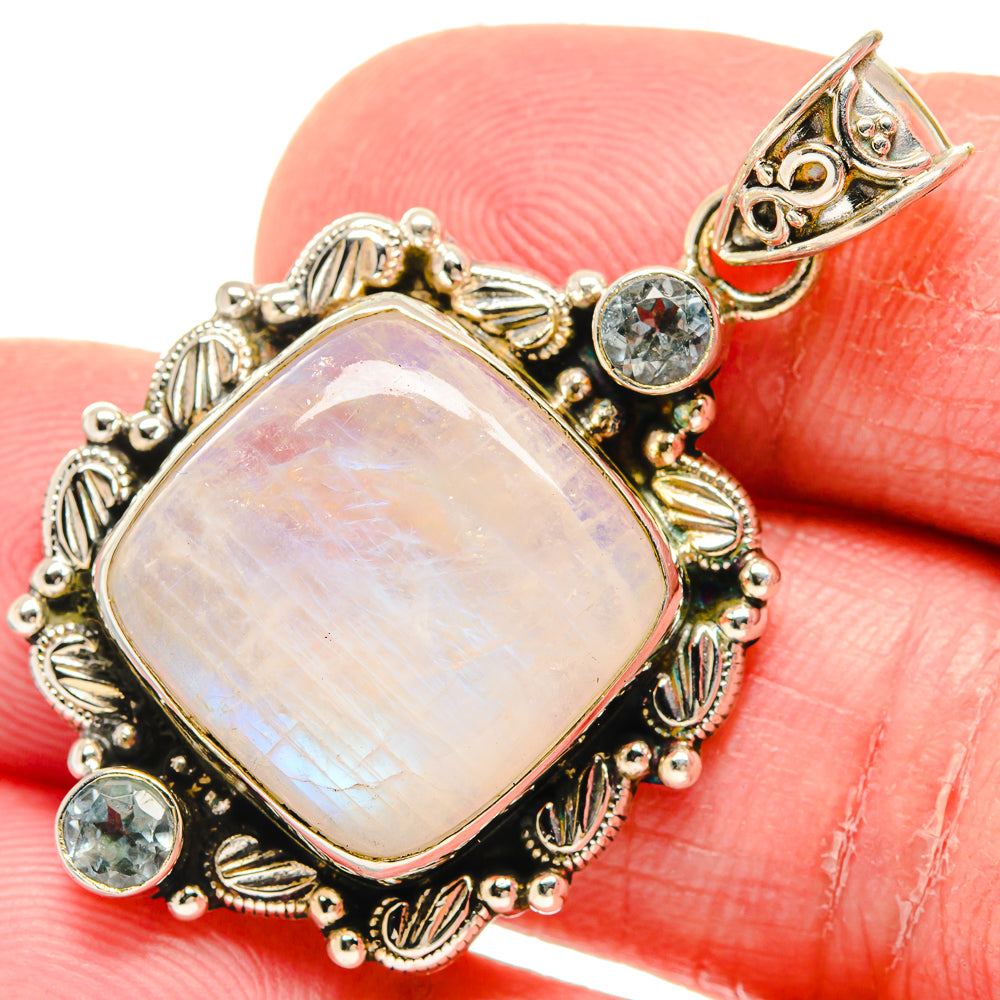 Rainbow Moonstone Pendants handcrafted by Anasilvercos - PD20046