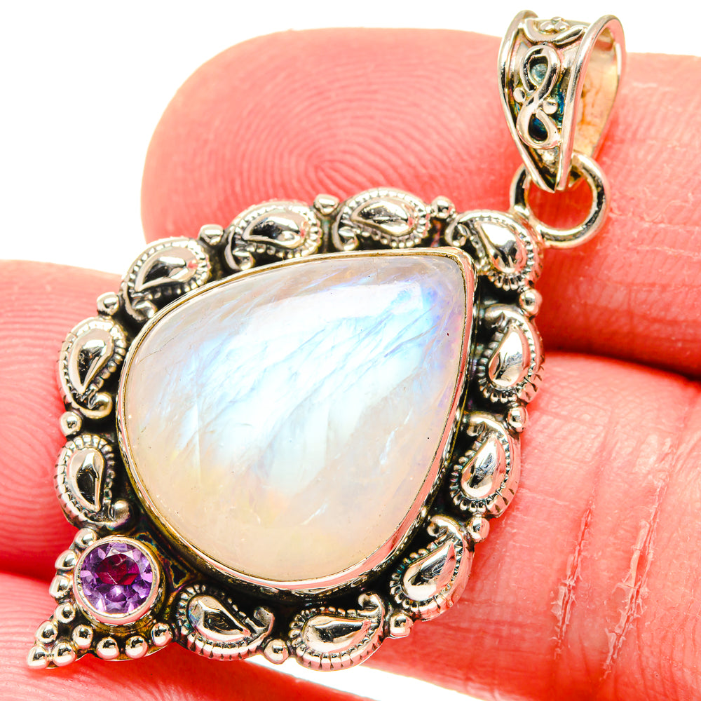 Rainbow Moonstone Pendants handcrafted by Anasilvercos - PD20047