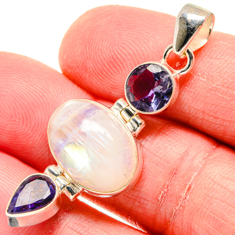 Rainbow Moonstone Pendants handcrafted by Anasilvercos - PD20056