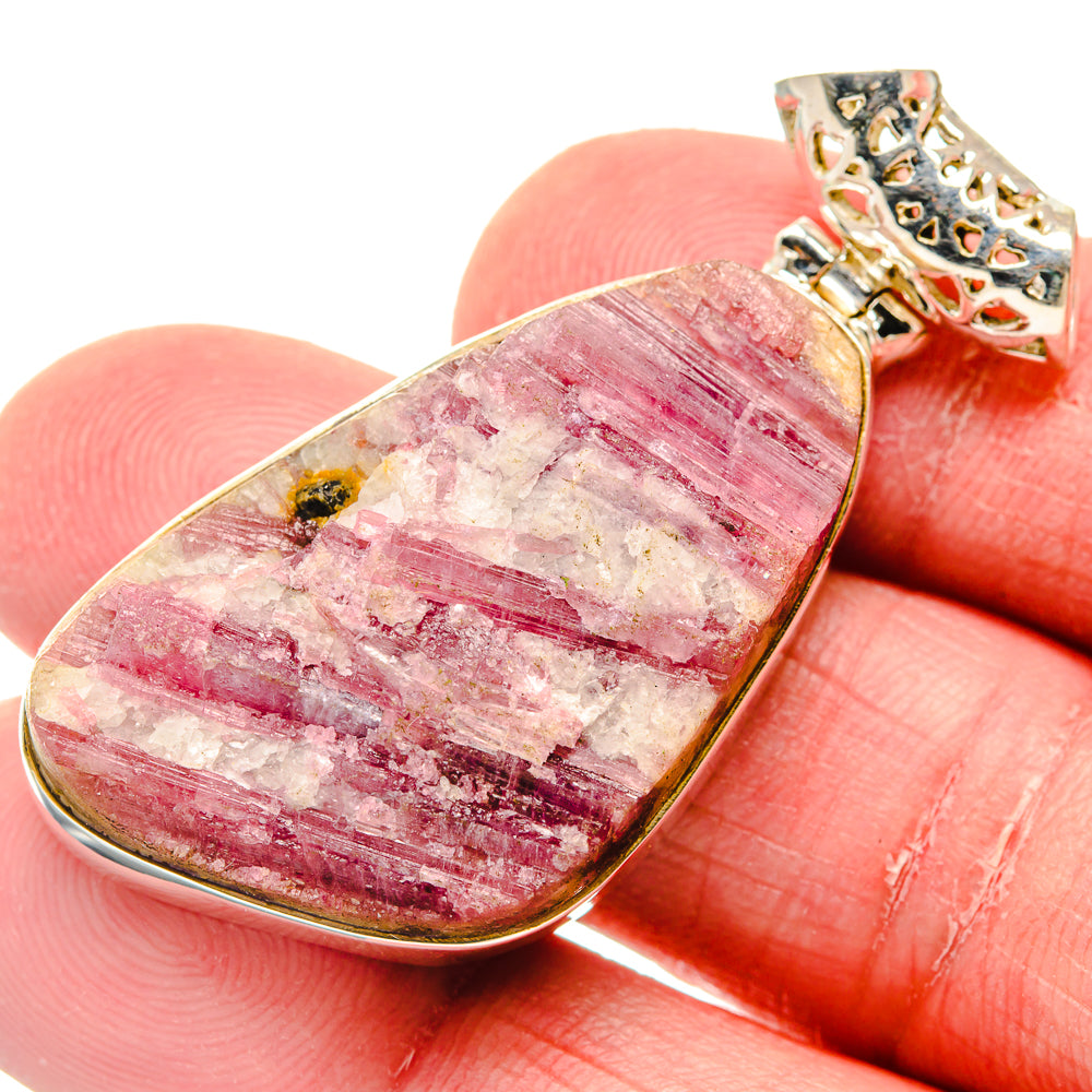 Pink Tourmaline In Quartz Pendants handcrafted by Anasilvercos - PD20069