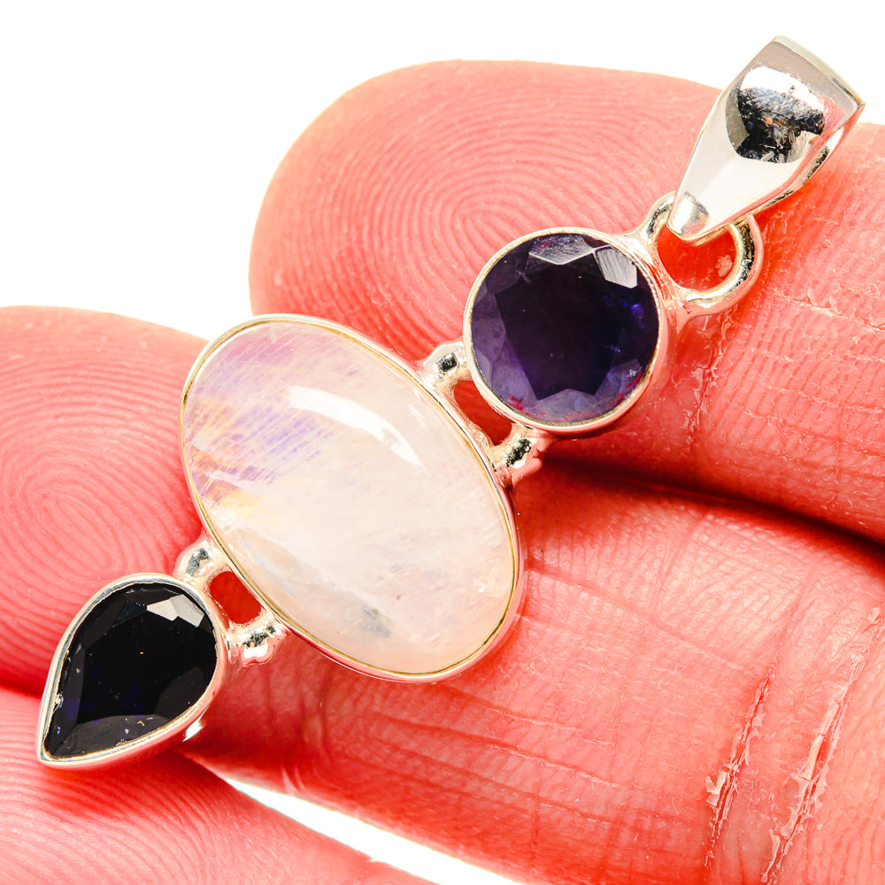 Rainbow Moonstone Pendants handcrafted by Anasilvercos - PD20082