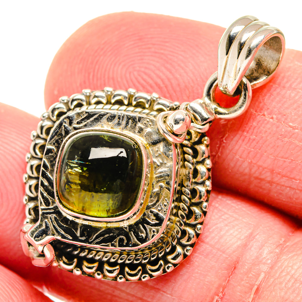 Green Tourmaline Pendants handcrafted by Anasilvercos - PD20103