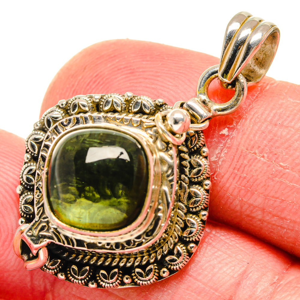 Green Tourmaline Pendants handcrafted by Anasilvercos - PD20112
