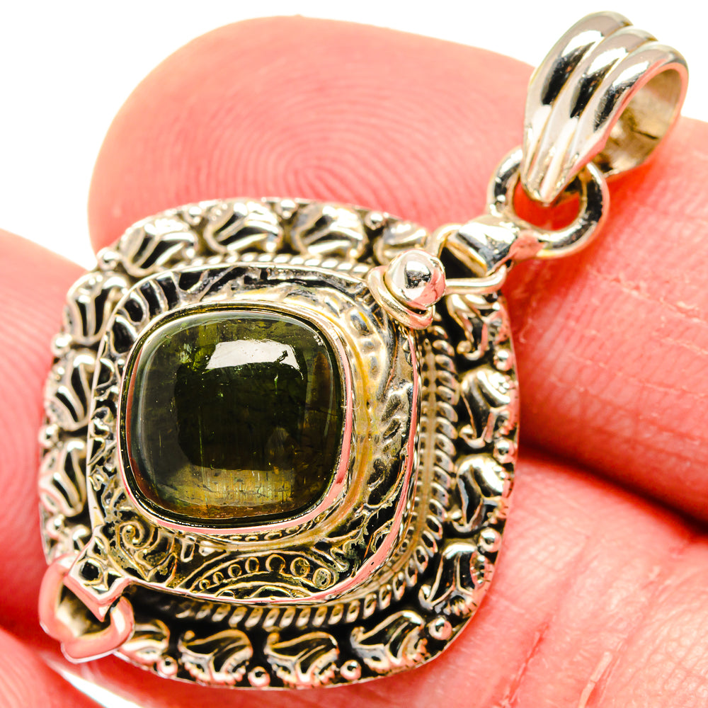 Green Tourmaline Pendants handcrafted by Anasilvercos - PD20113