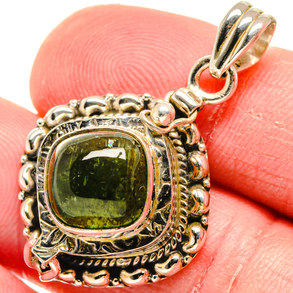 Green Tourmaline Pendants handcrafted by Anasilvercos - PD20115